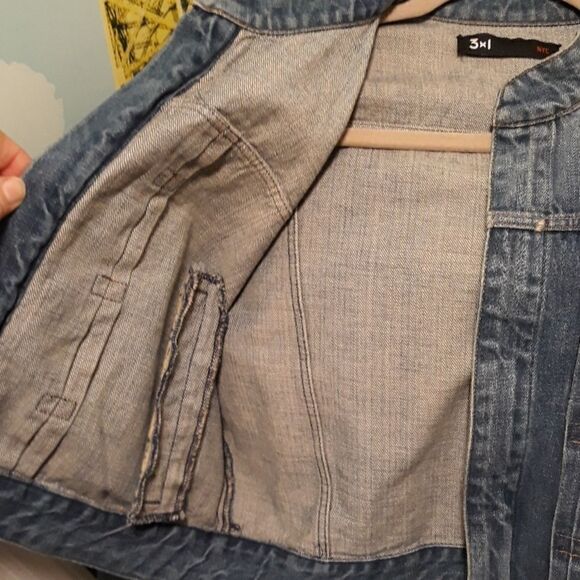 3x1 NYC denim Jean's jacket cropped sz.L/M/S - Picture 7 of 8